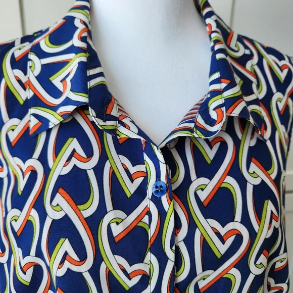 CAbi Amour Shirt Dress Duster Tunic Heart Graphic Sleeveless Button Down Large - Picture 5 of 14